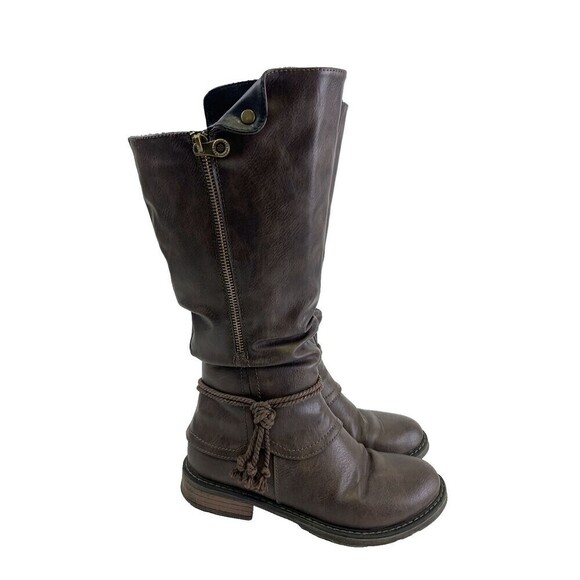 Patrizia Spring Step Museropett Boot Tall Brown Faux Leather Faux Fur Lined 7 - Picture 1 of 14